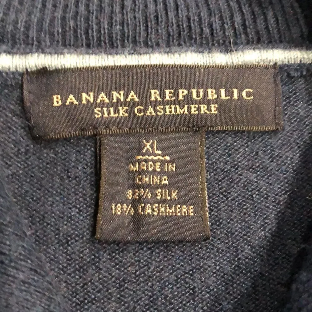 Banana Republic Silk Cashmere 1/4 Zip Sweater Sz. L